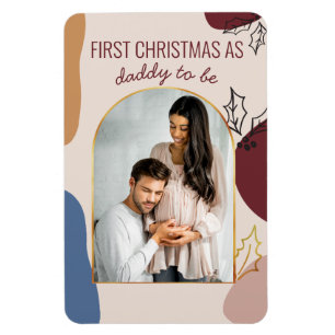 Eerste Kerstmis Holly Shapes Arched Photo Magneet