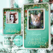 Eerste Kerstmis huisdier foto-aandenken, mint deco