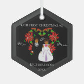 Eerste Kerstmis in Afrika als Mr & Mrs. Glas Ornament (Voorkant)