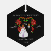 Eerste Kerstmis in Afrika als Mr & Mrs. Glas Ornament (Achterkant)