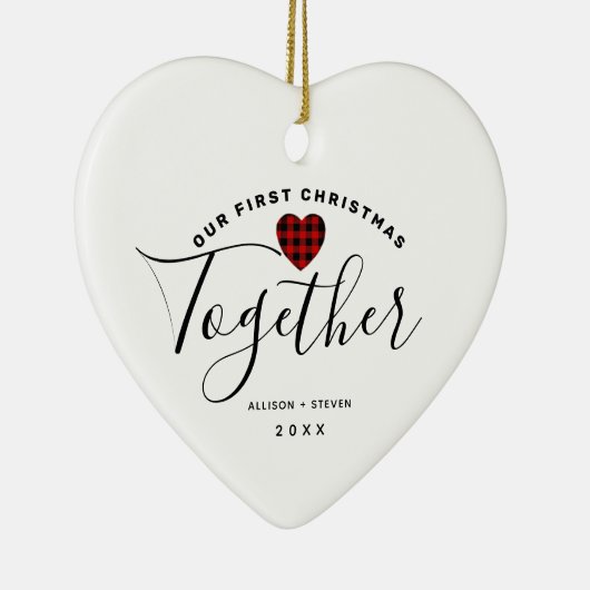 Eerste Kerstmis in combinatie Paars Gepersonalisee Keramisch Ornament (Rechts)