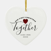 Eerste Kerstmis in combinatie Paars Gepersonalisee Keramisch Ornament (Voorkant)