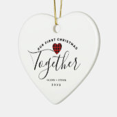 Eerste Kerstmis in combinatie Paars Gepersonalisee Keramisch Ornament (Links)