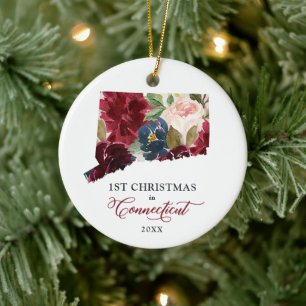 Eerste Kerstmis in Connecticut, gepersonaliseerde  Keramisch Ornament