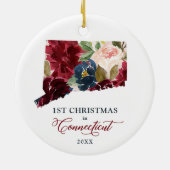 Eerste Kerstmis in Connecticut, gepersonaliseerde  Keramisch Ornament (Achterkant)