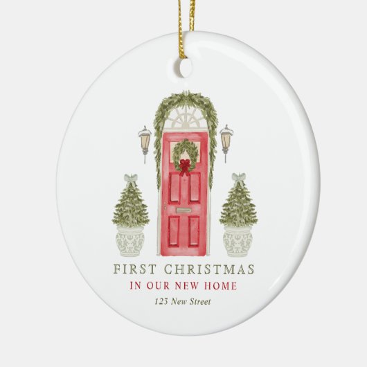 Eerste Kerstmis in New Home Keramisch Ornament (Links)