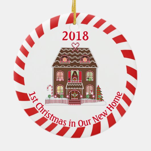 Eerste Kerstmis in New Home Keramisch Ornament (Achterkant)