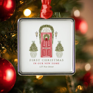 Eerste Kerstmis in New Home Metalen Ornament