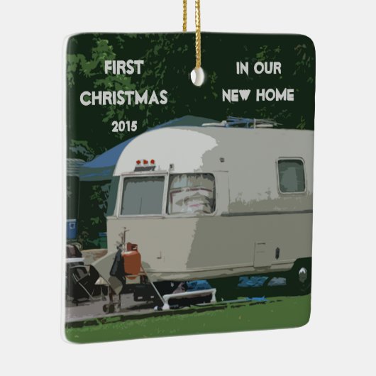 Eerste Kerstmis in New Home Old  Camper Keramisch Ornament (Rechts)
