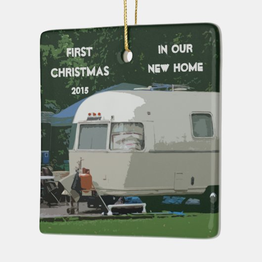 Eerste Kerstmis in New Home Old  Camper Keramisch Ornament (Links)