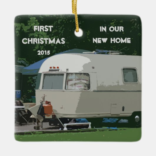 Eerste Kerstmis in New Home Old  Camper Keramisch Ornament (Voorkant)