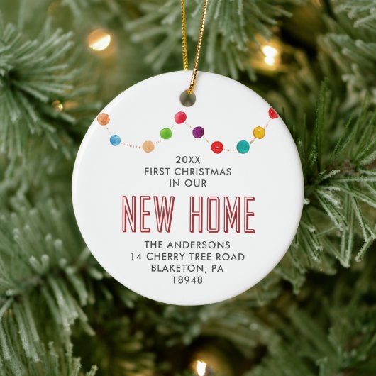 Eerste Kerstmis in New Home Specialized Baubles Keramisch Ornament (Boom)