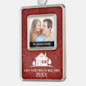 Eerste Kerstmis in New Home Verzilverd Kader Ornament (Links)