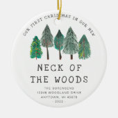Eerste Kerstmis in New Neck van de Bossen Rustic Keramisch Ornament (Voorkant)