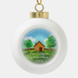Eerste Kerstmis in nieuw huis Keramische Bal Ornament