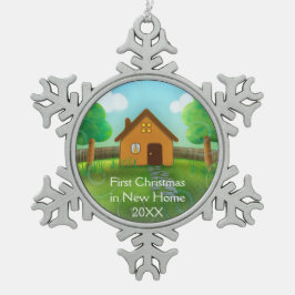 Eerste Kerstmis in nieuw huis Tin Sneeuwvlok Ornament