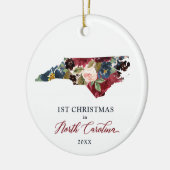 Eerste Kerstmis in North Carolina Gepersonaliseerd Keramisch Ornament (Links)