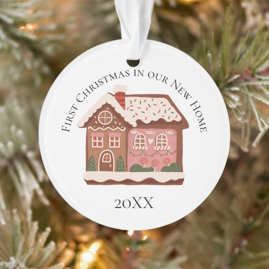 Eerste Kerstmis in ons New Home Gingerbrood House Ornament (Boom)
