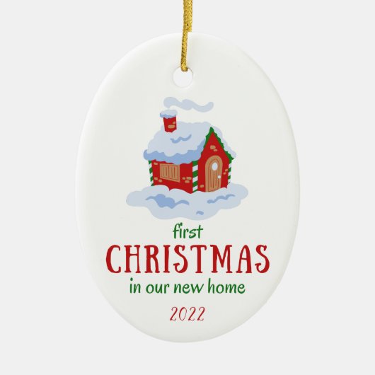 Eerste Kerstmis in ons New Home Keepomwille House Keramisch Ornament (Voorkant)