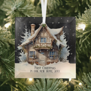 Eerste Kerstmis in ons nieuwe gepersonaliseerde hu Glas Ornament