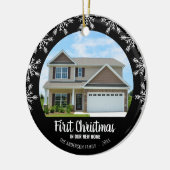 Eerste Kerstmis in onze New Home Photo Black Keramisch Ornament (Links)