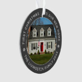 Eerste Kerstmis in onze nieuwe, aangepaste homefoo Ornament (voorkant)