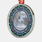 Eerste Kerstmis in onze nieuwe foto-familienaam Ho Metalen Ornament (Links)