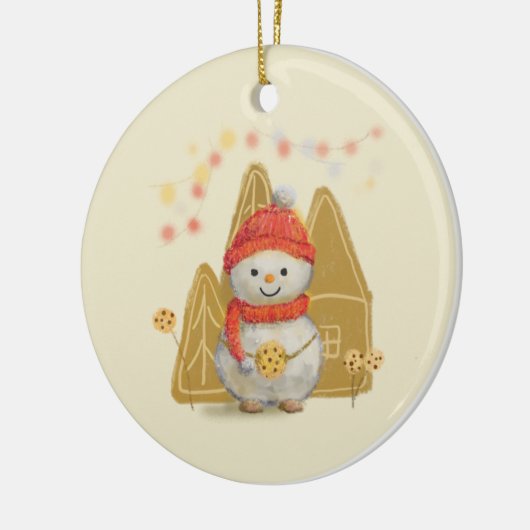 Eerste Kerstmis kleine sneeuwpop Keramisch Ornament (Links)
