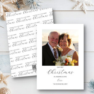 Eerste kerstmis meneer en mevrouw Simple Square-fo Feestdagenkaart