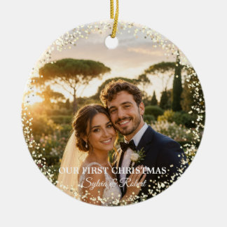 Eerste kerstmis meneer mevrouw aangepaste foto keramisch ornament