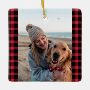 Eerste Kerstmis met Dog Photo Holiday Keramisch Ornament