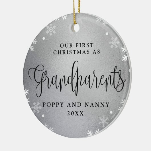 Eerste Kerstmis met grootouders Silver Photo Keepo Keramisch Ornament (Links)