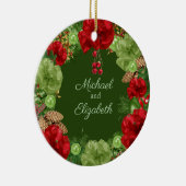 Eerste Kerstmis met Holiday Wreate Keramisch Ornament (Rechts)