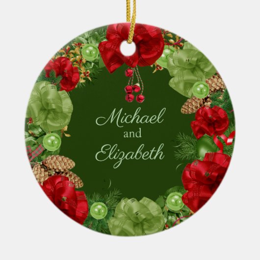 Eerste Kerstmis met Holiday Wreate Keramisch Ornament (Voorkant)