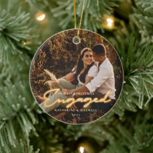 Eerste Kerstmis met Neon Lettering Fotokeramiek Keramisch Ornament