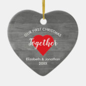 Eerste Kerstmis met Rustic Wood Keramisch Ornament (Voorkant)