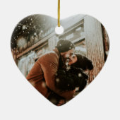 Eerste Kerstmis met Rustic Wood Keramisch Ornament (Achterkant)