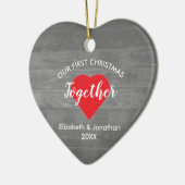 Eerste Kerstmis met Rustic Wood Keramisch Ornament (Links)