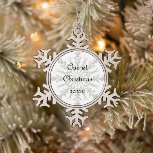 Eerste Kerstmis met Snowflake Tin Sneeuwvlok Ornament (Boom)