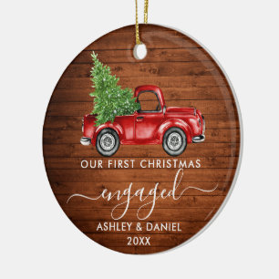 Eerste Kerstmis met Truck Wood PHOTO Keramisch Ornament