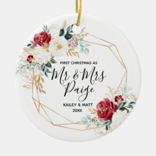 Eerste Kerstmis: Mr. en Mrs. Couple Ceramic Orname Keramisch Ornament