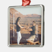 Eerste Kerstmis: Mr. en Mrs. Couple Foto Metalen Ornament (Links)