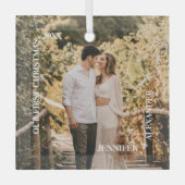 Eerste Kerstmis Mr. en Mrs. Foto Glas Ornament (Voorkant)