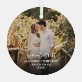 Eerste Kerstmis Mr. en Mrs. Foto Glas Ornament (Achterkant)