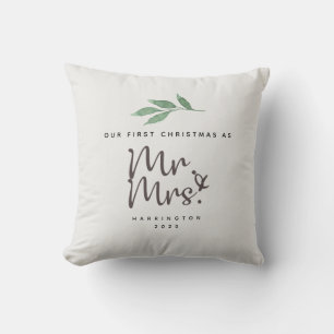 Eerste kerstmis Mr. en Mrs. Heirloom Worp Kussen
