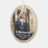 Eerste Kerstmis: Mr. en Mrs. Photo Glass Ornament (Voorkant links)