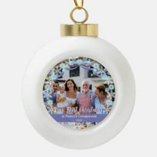Eerste kerstmis Nieuwe babygrootouders Snowflakes Keramische Bal Ornament