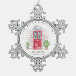 Eerste Kerstmis Nieuwe Rode Deuren van het Huis Ge Tin Sneeuwvlok Ornament