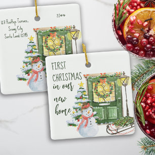 Eerste kerstmis nieuwe thuis feestelijke voordeur keramisch ornament