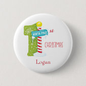 Eerste Kerstmis Noordpool Ronde Button 5,7 Cm (Voorkant)